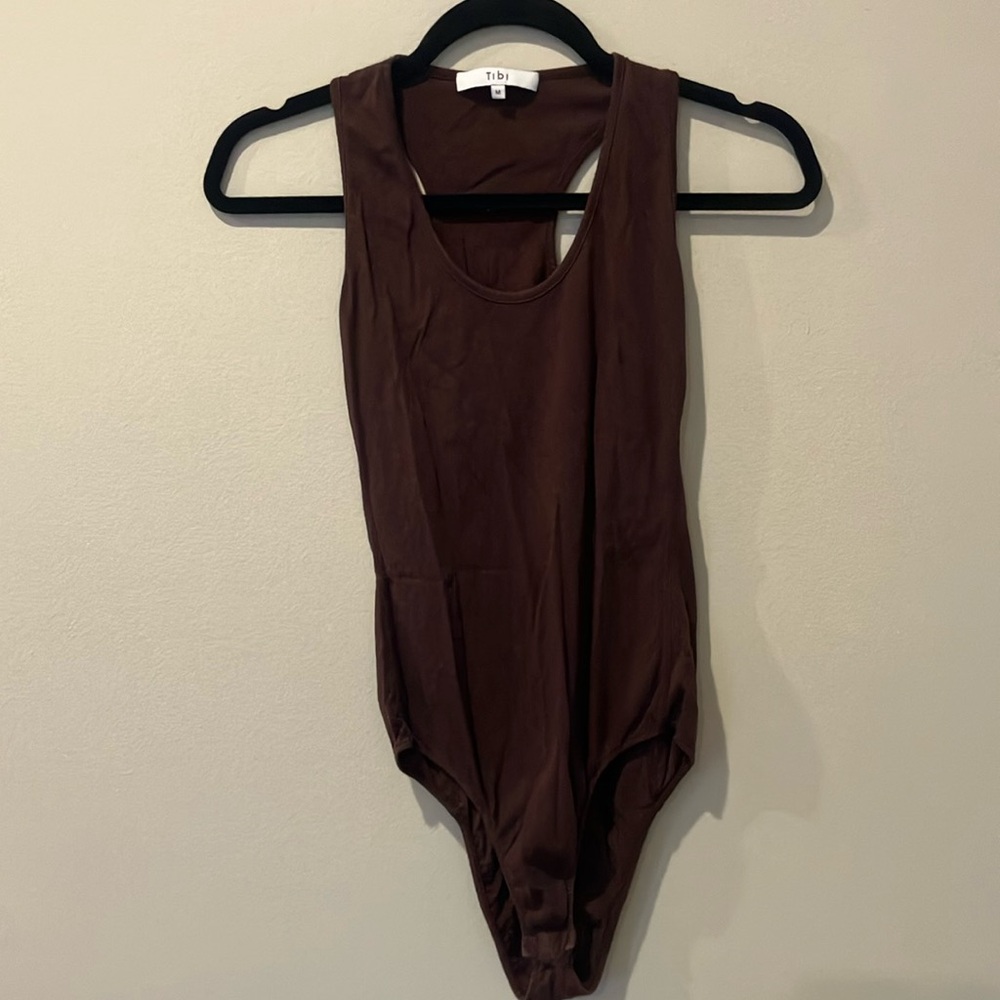 Tibi Brown Bodysuit with Scoop Neckline